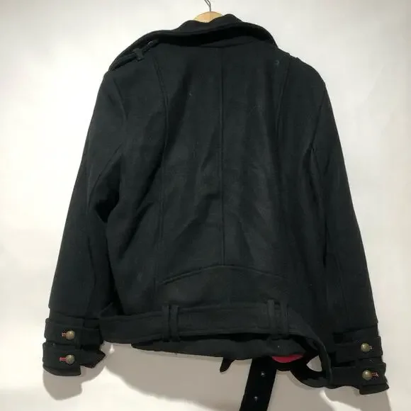 Free People Manteau Cecelia Peacoat Button Front Buckle Detail Black M $348 - Picture 10 of 16